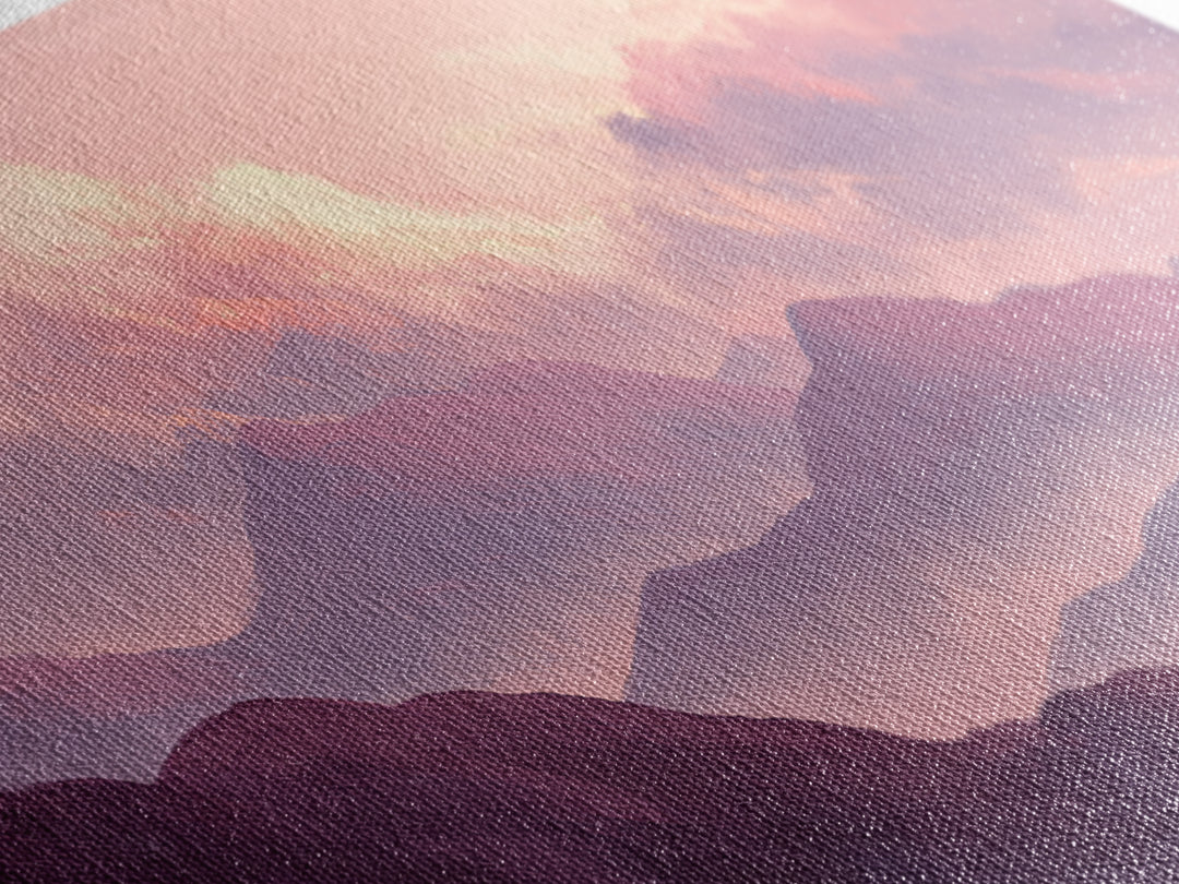 Misty Purple Mountains At Sunrise Wall Art, Modern Landscape Canvas Print, Calming Bedroom Decor And Living Room Wall Art Prints