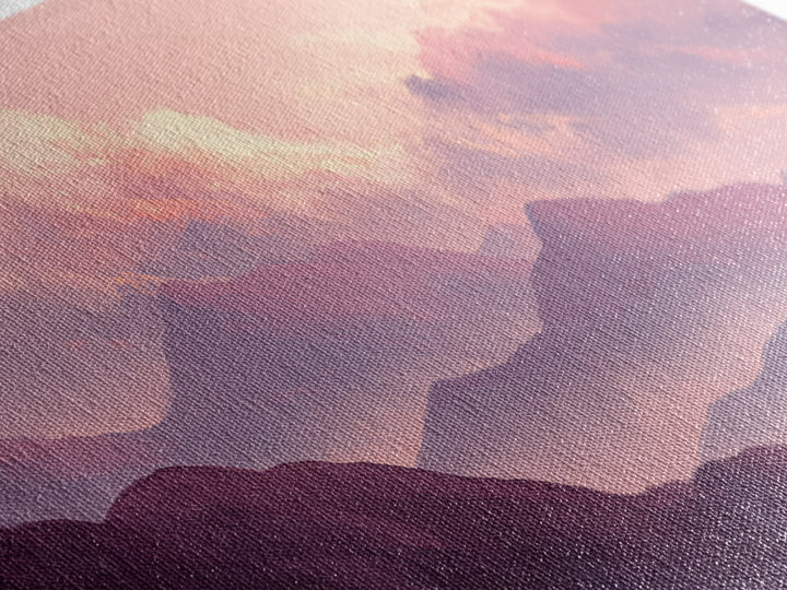 Misty Purple Mountains At Sunrise Wall Art, Modern Landscape Canvas Print, Calming Bedroom Decor And Living Room Wall Art Prints