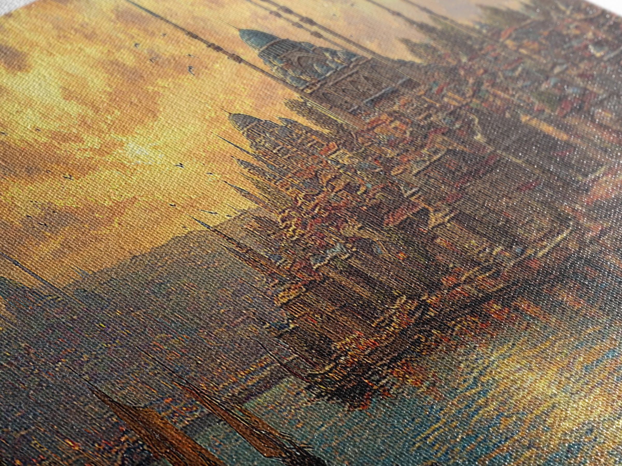Sunset Over Istanbul Panorama With Historic Sultan Mosque And Boats In Golden Light Wall Art Modern Home Decor