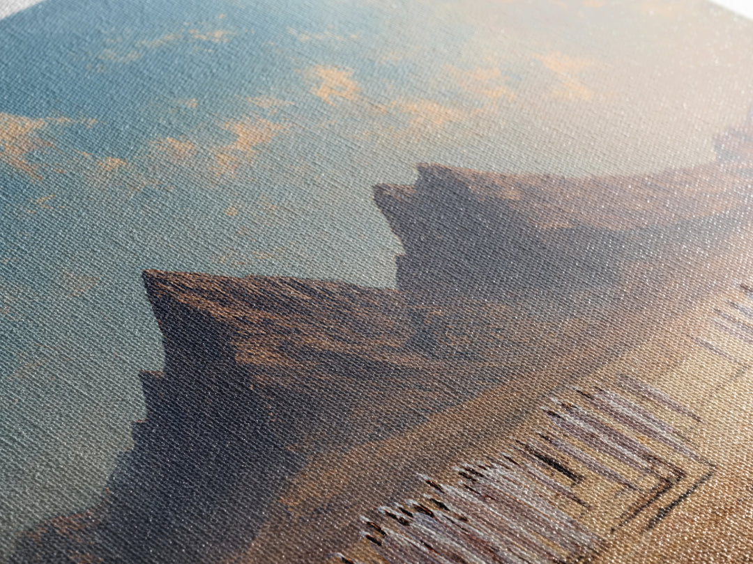 Spiritual Pilgrimage Across Expansive Desert Landscape With Mountaintops Wall Art