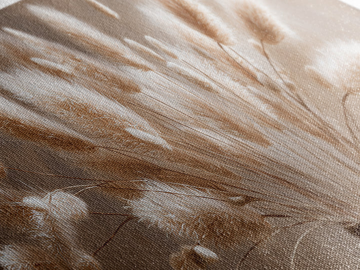 Soft Pampas Grass Plumes Wall Art, Minimalist Neutral Canvas Print, Boho Bedroom Decor, Wabi Sabi Living Room Gift For Her