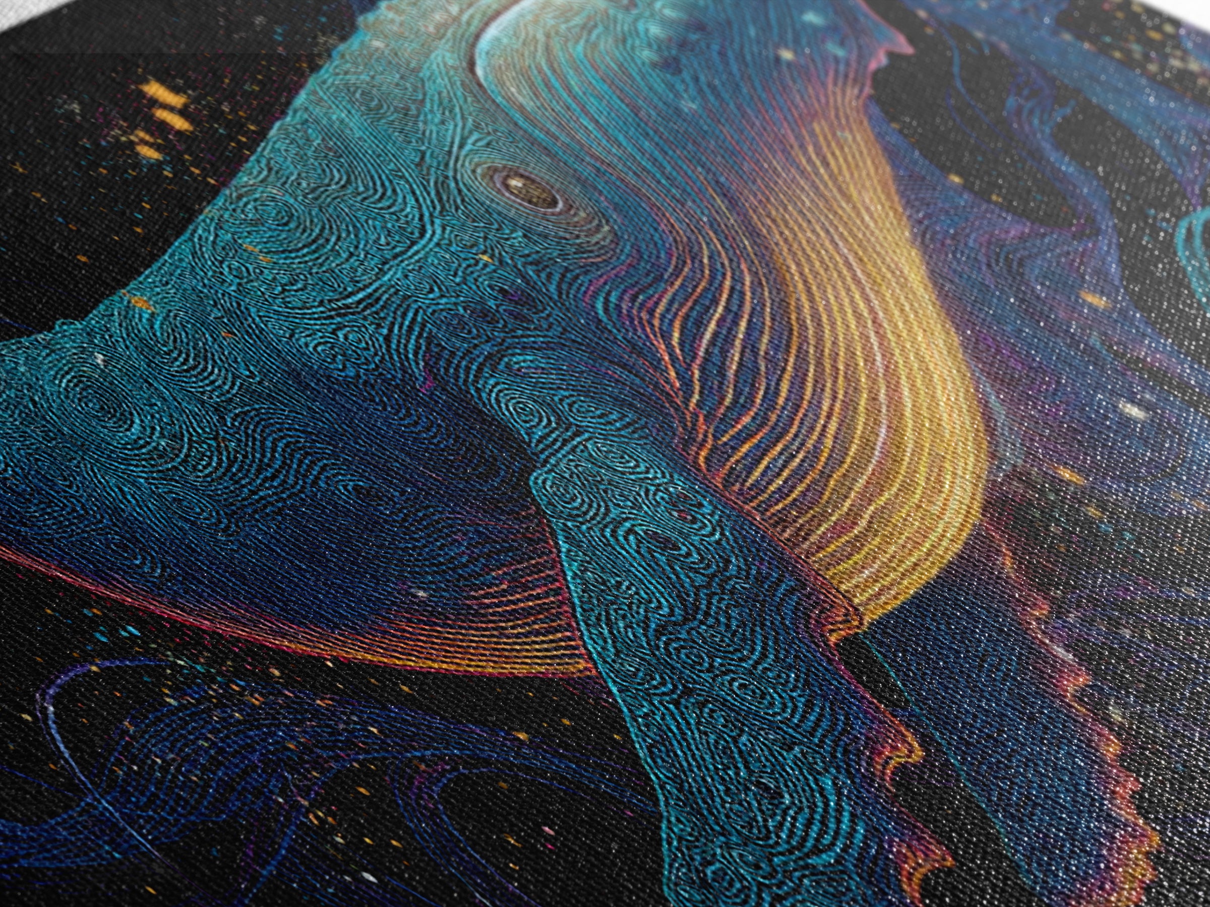 Cosmic Blue Whale Wall Art, Marine Life Canvas Print, Ocean Animal Art, Nautical Coastal Decor, Kids Room Decor, Gift For Whale Lover