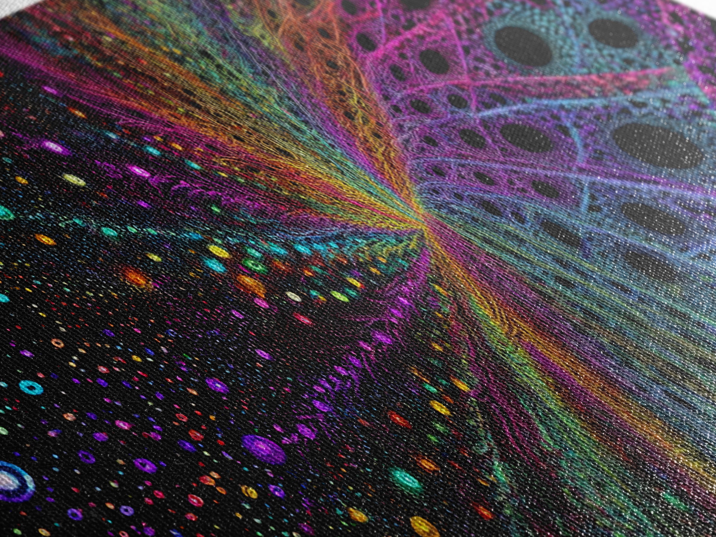 Rainbow Fractal Starburst Abstract Wall Art, Psychedelic Space Canvas Print, Colorful Modern Decor, Cosmic Gallery Gift Idea