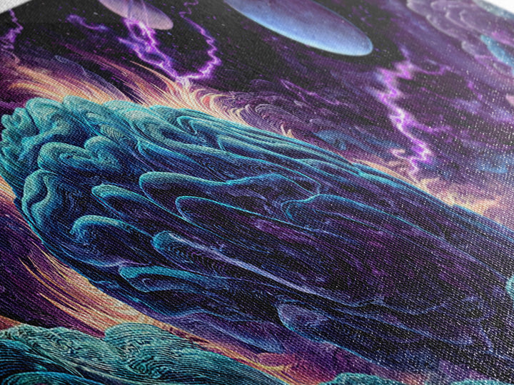 Surreal Cosmic Brain Storm Canvas Print, Psychedelic Space Wall Decor, Sci Fi Wall Art, Mystical Office Decor, Gift For Him