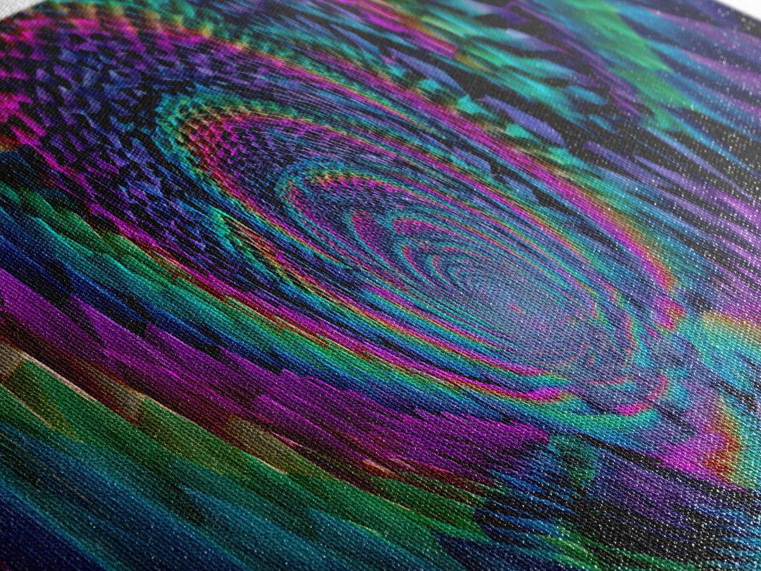 Rainbow Crystal Vortex Tunnel With Geometric Depth Canvas Print, Psychedelic Wall Art For Modern Abstract Home Decor And Office Decor