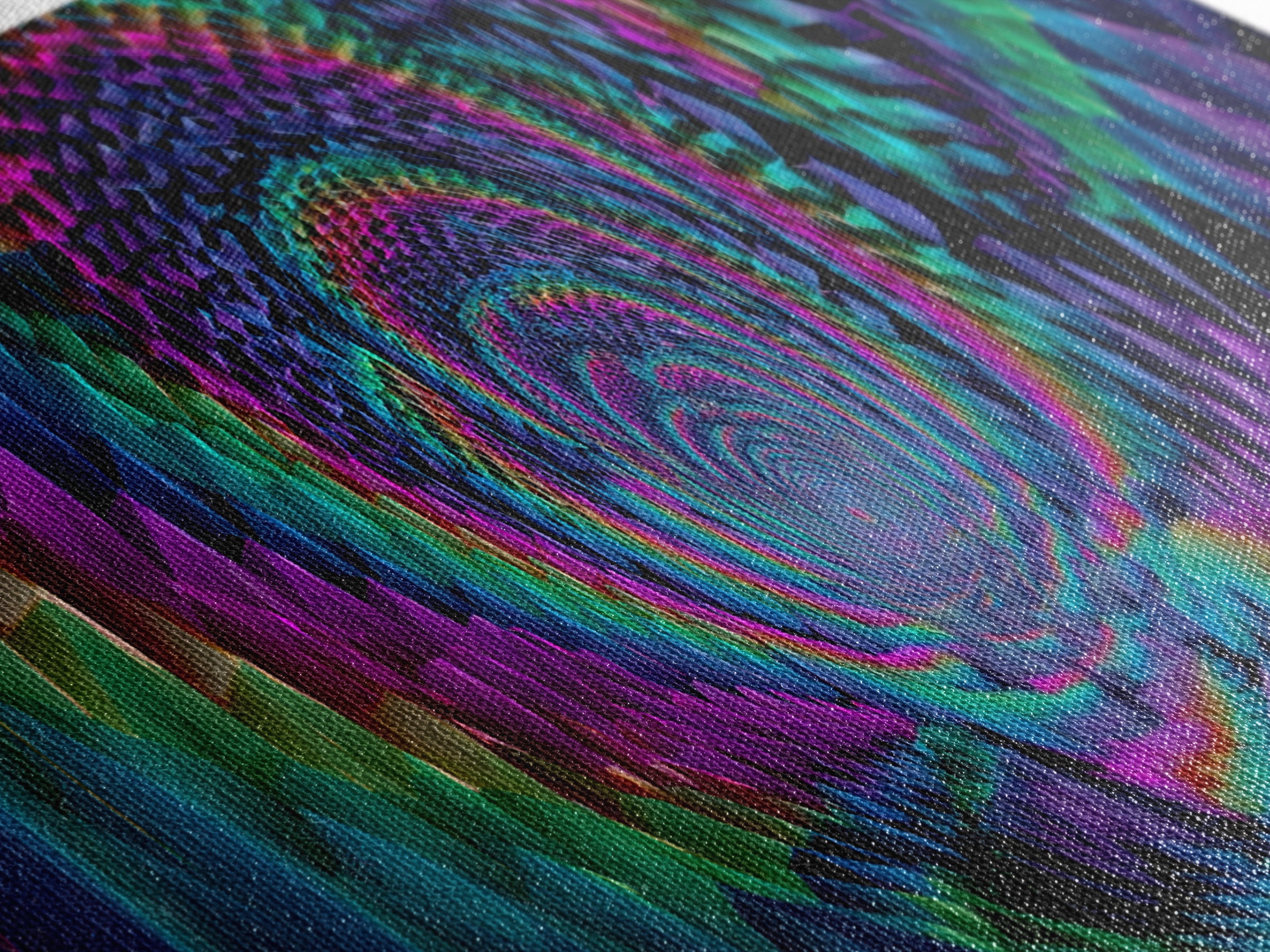 Rainbow Crystal Vortex Tunnel With Geometric Depth Canvas Print, Psychedelic Wall Art For Modern Abstract Home Decor And Office Decor