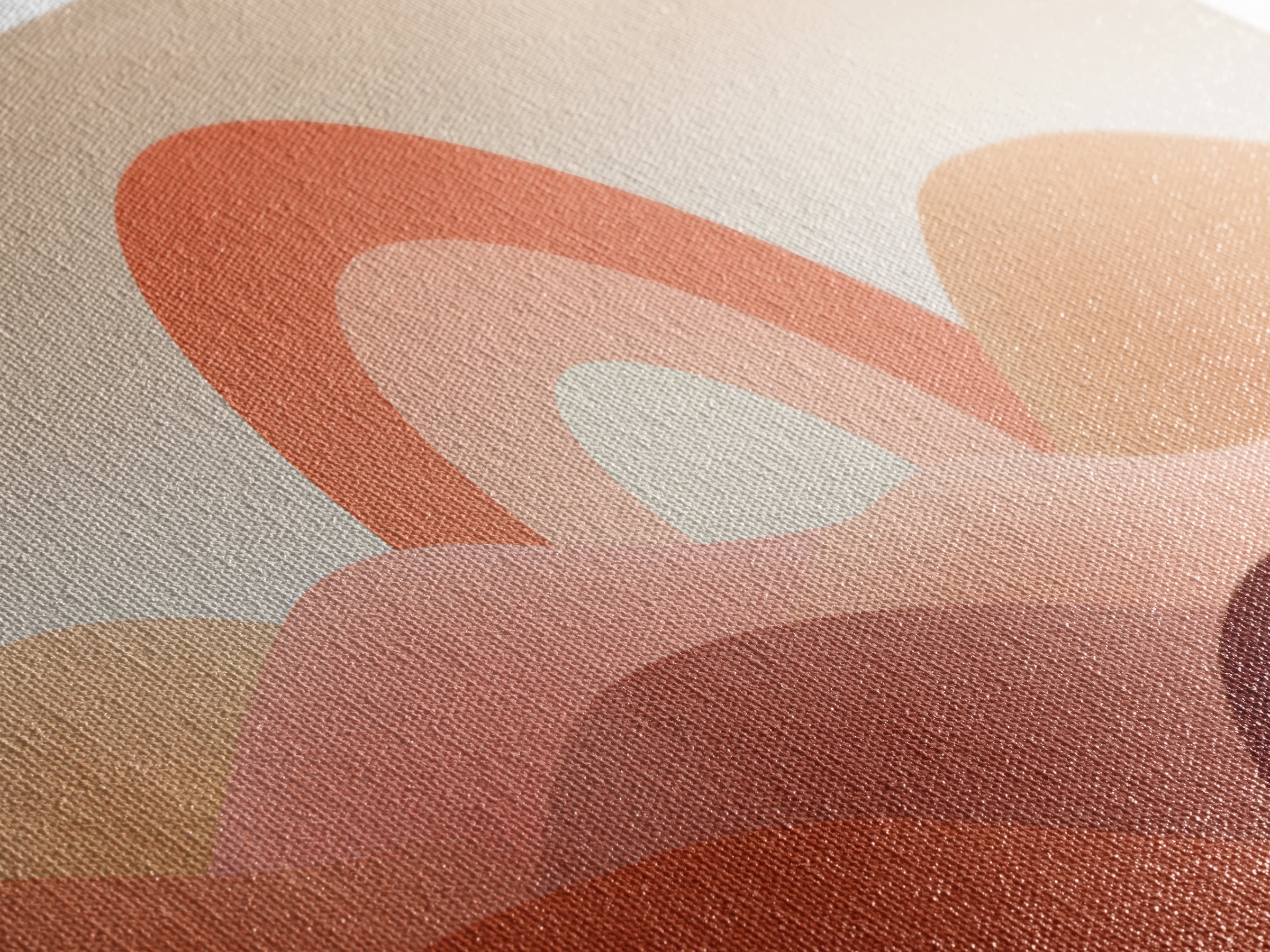 Terracotta Sun And Rolling Hills Canvas Print, Abstract Desert Landscape, Mid Century Modern Wall Art, Warm Earth Tone Decor