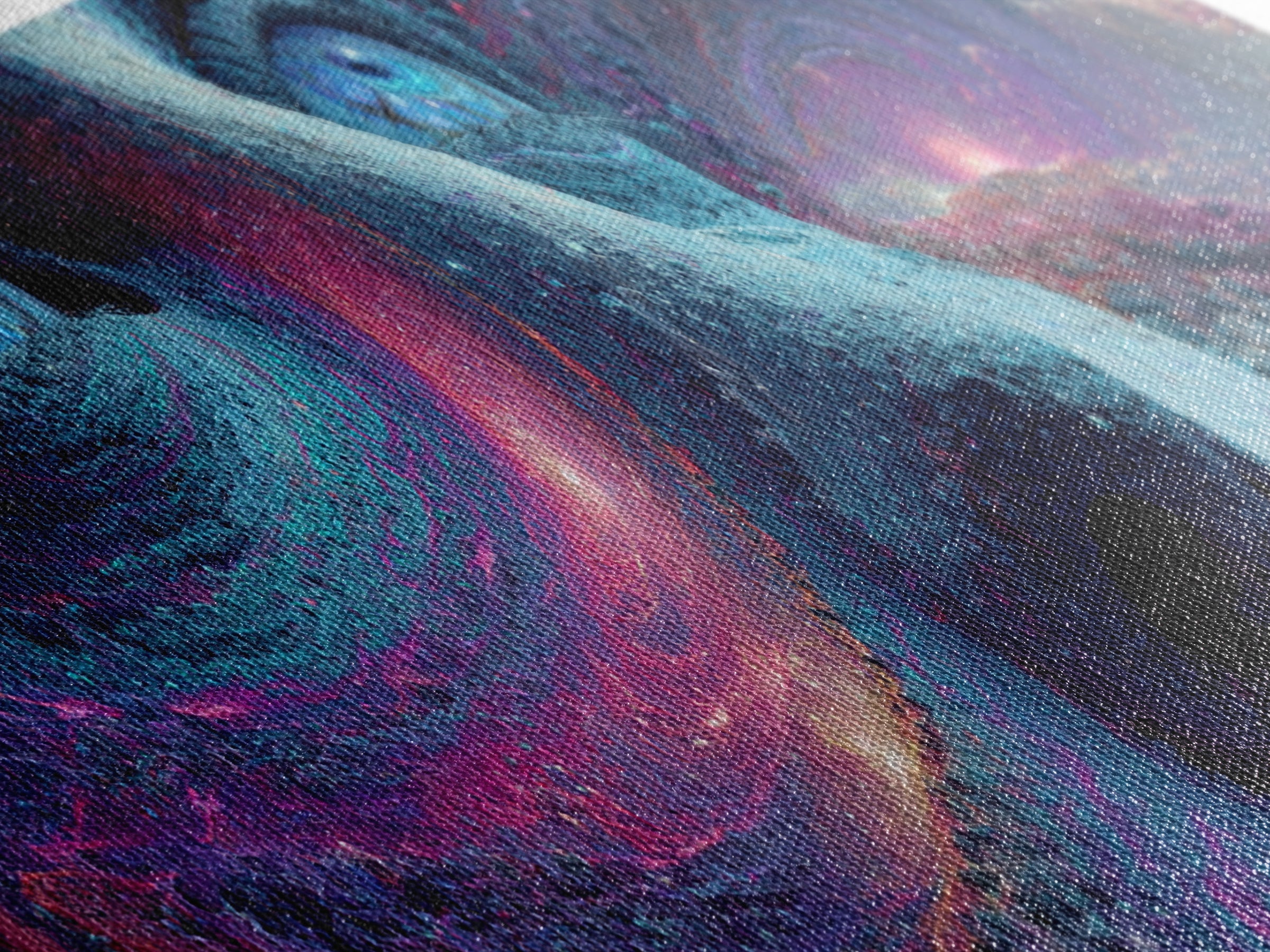 Surreal Cosmic Dog Face Canvas Print, Galaxy Animal Wall Art, Psychedelic Fantasy Decor, Space Lover Gift, Vibrant Modern Art