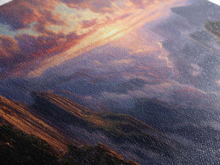 Grand Canyon Sunset Vista Wall Art, Panoramic Landscape Painting, Large Wall Art, Nature Wall Decor, Living Room Decor, Home Decor