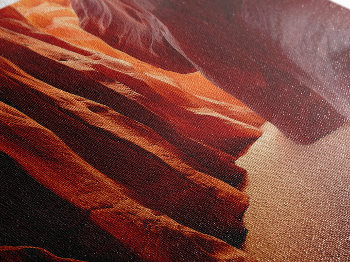 Red Slot Canyon Sunbeam Canvas Print, Southwestern Wall Art, Desert Landscape Decor, Arizona Travel Poster, Earth Tone Decor