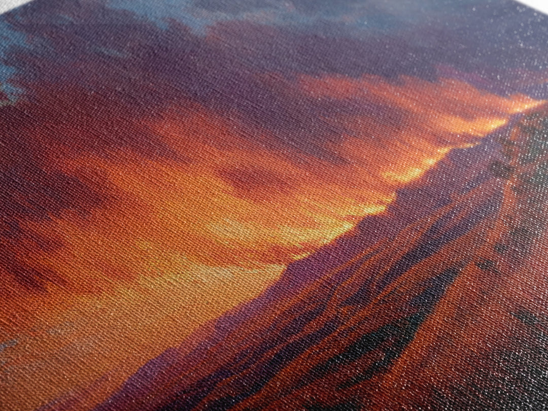Wildfire Prairie Sunset Wall Art, Dramatic Grassland Landscape, Moody Rustic Decor, Western Canvas Print, Large Horizontal Art
