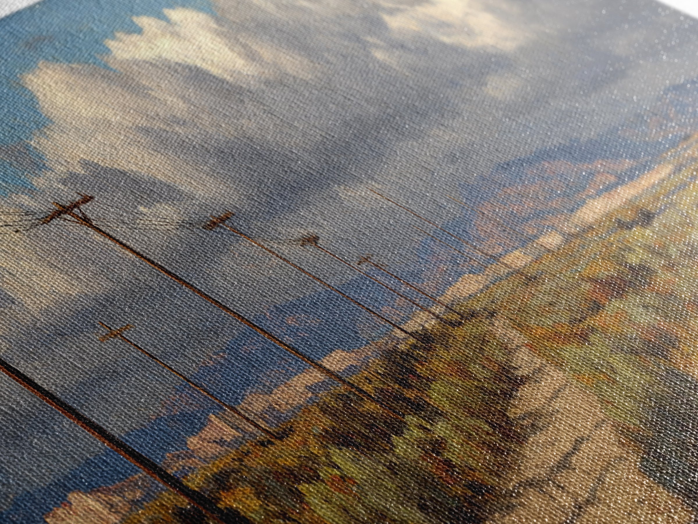 Desert Telephone Poles And Storm Clouds Wall Art, Western Landscape Canvas, Rustic Southwest Decor, Panoramic Print For Living Room