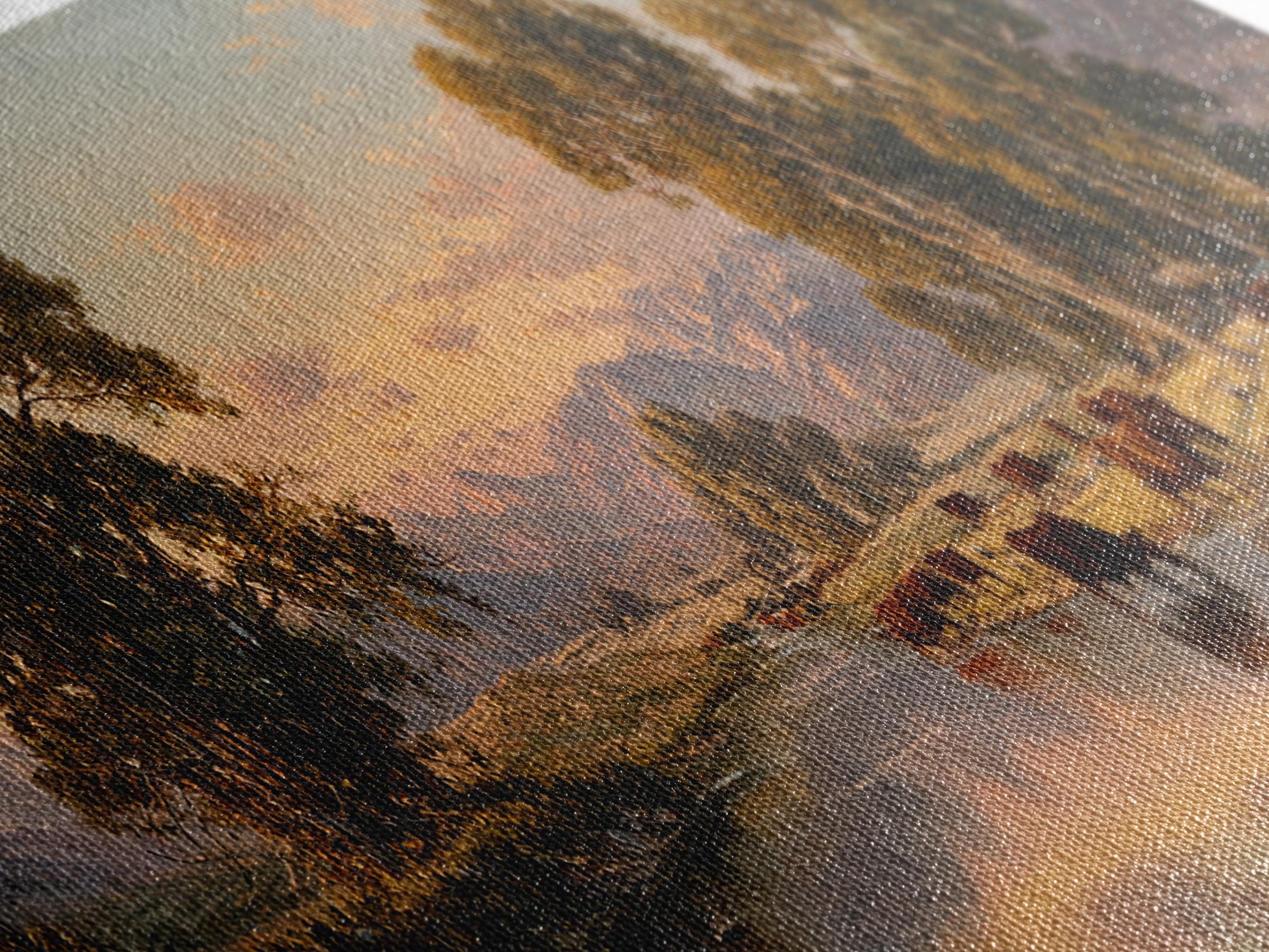 Pastoral River Cattle Valley Wall Art, Mountain Ranch Landscape Canvas, Western Farmhouse Print, Rustic Home Decor, Large Living Room Decor