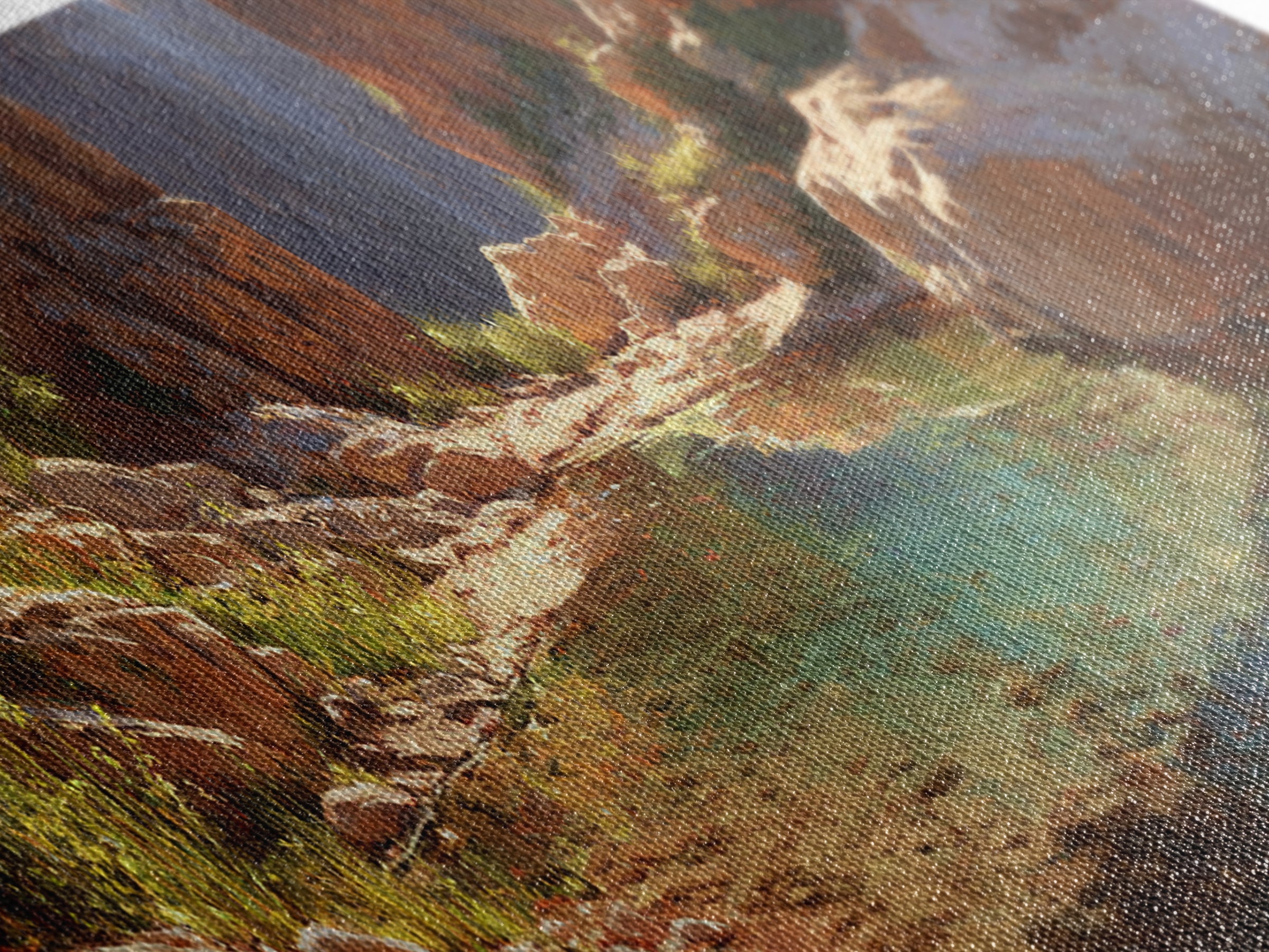 Turquoise Canyon Oasis Stream Wall Art, Desert Landscape Painting, Southwestern Decor, Nature Canvas Print For Living Room