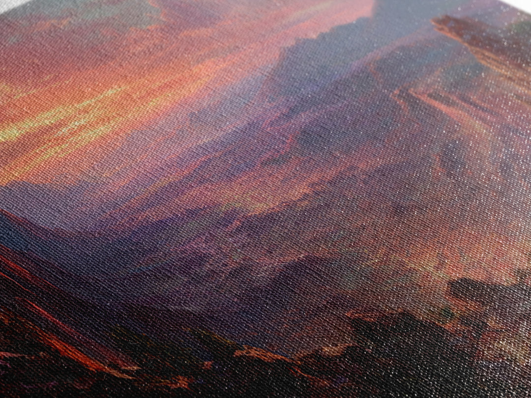 Desert Canyon Sunset Wall Art, Panoramic Landscape Canvas Print, Southwestern Home Decor, Large Living Room Art Gift Idea