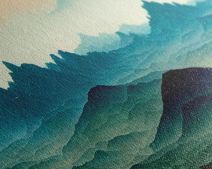 Emerald Green Rolling Hills and Mountains, Landscape Art, Ready To Hang Canvas Print, Framed Wall Art