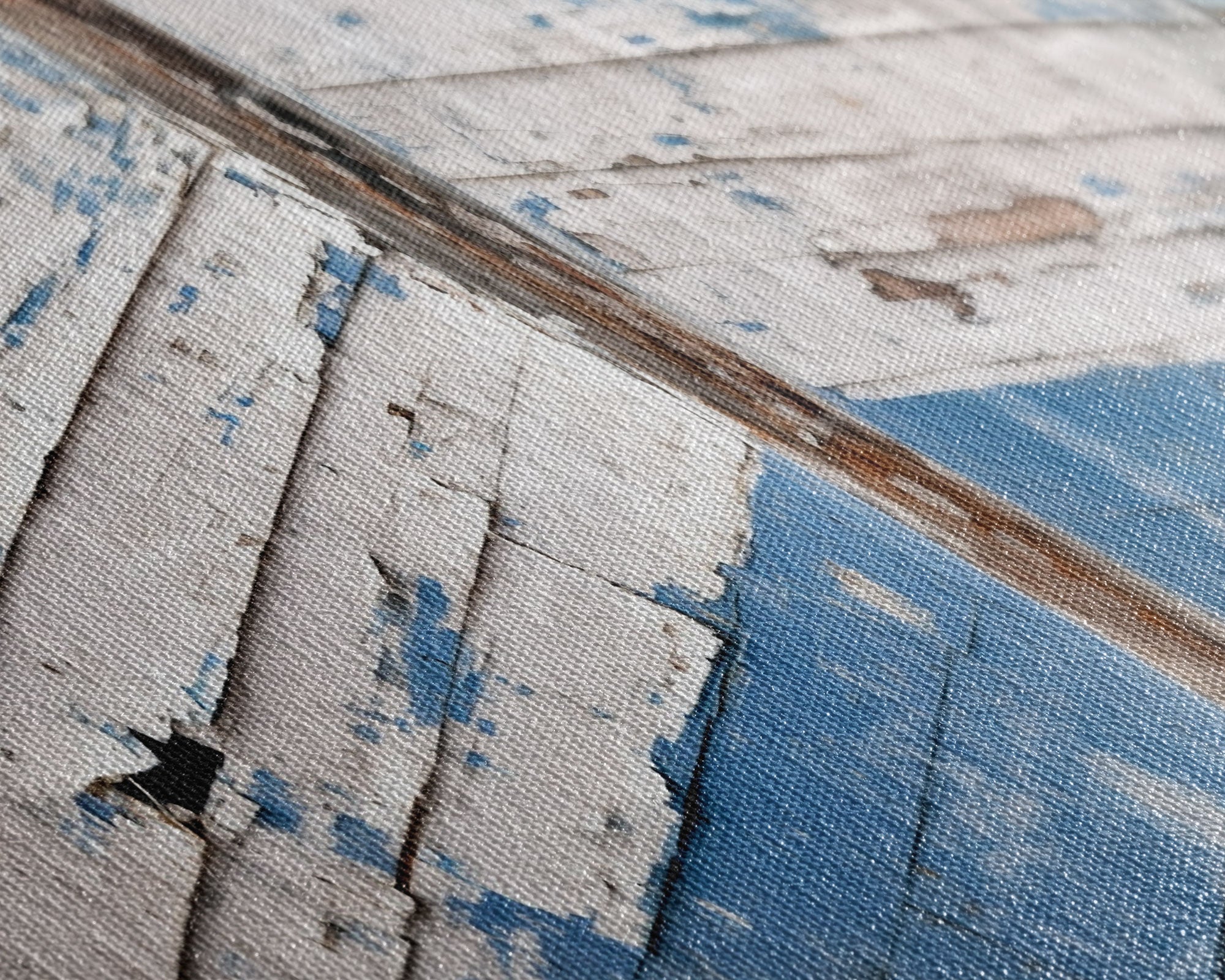 Photo Of An Old Wooden Boat With Peeling Paint, Framed Canvas Print, Nautical Wall Art, Lakehouse Decor