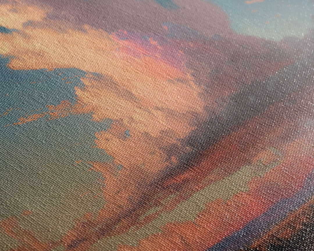 Panoramic Framed Canvas Texas Prairie Sunset Wall Art, Living Room, Bedroom Decor, Sunset Art, Watercolor Painting, Original Artwork