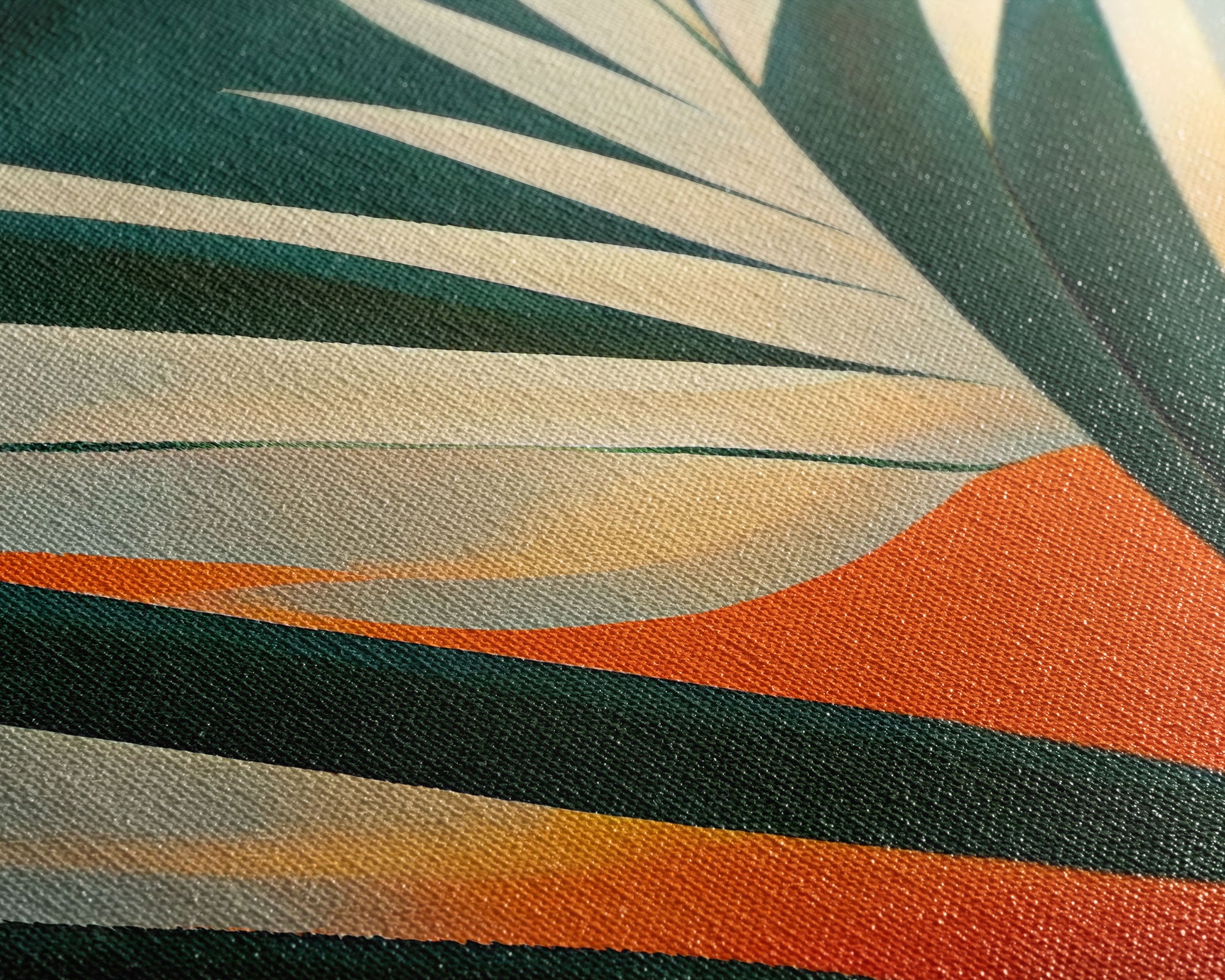 Vintage Style Art Deco Palm Leaf, Framed Canvas Print, Framed Art, Wall Decor, Palm Tree, Tropical Art, Mindcentury Art Deco Style