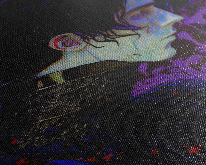 Portrait off the black knight, purple fantasy art, framed canvas print wall art