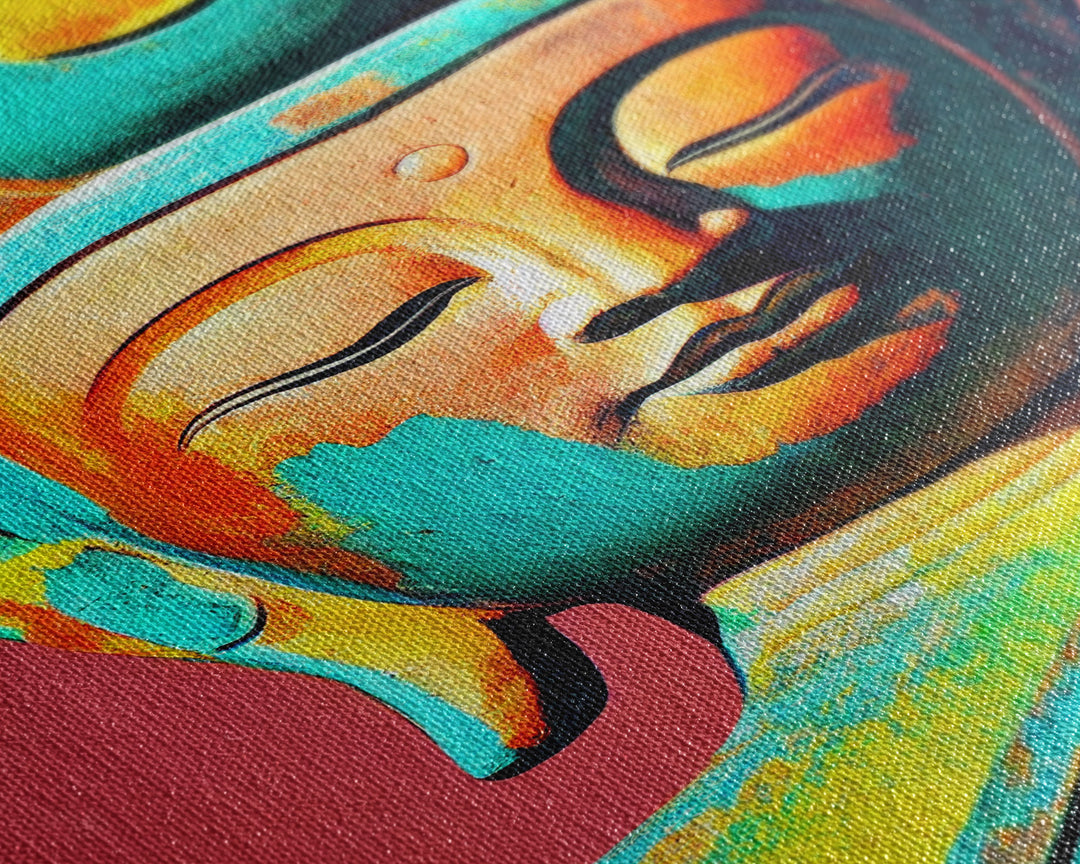 Colorful rainbow Buddha, framed canvas print zen wall art