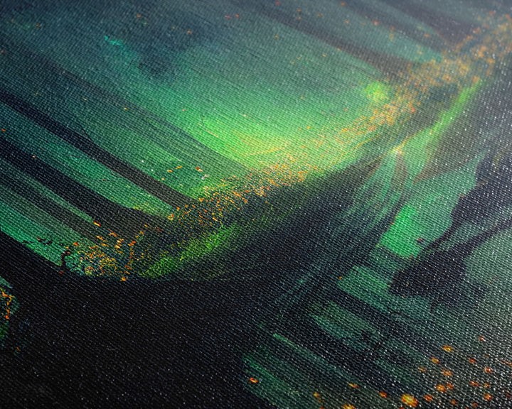 Fireflies In Forest Swamp Night Green Wall Poster, Wall Decor, Wall Art Print, Fine Art Print