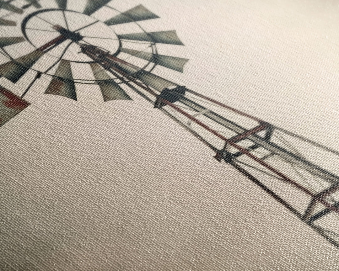 Rustic Farmhouse Home Decor, Windmill Photography Photo Print Art, Rustic Industrial Farmhouse Wall Art Picture, Country Landscape Picture