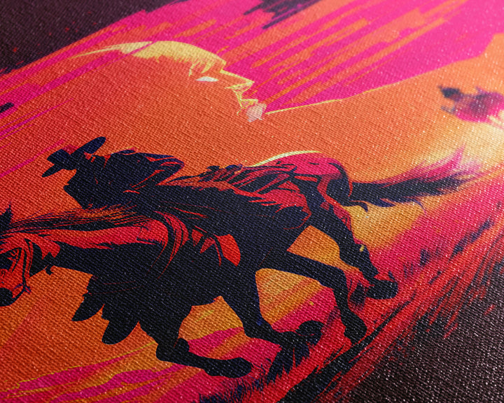 Vaporwave Cowboy Horse Desert Purple Man Fine Art Print, Wall Art Print, Wall Poster, Wall Décor