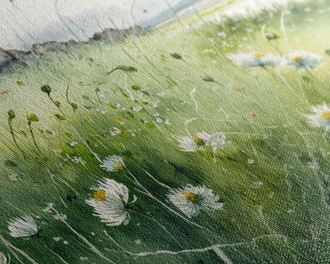 Modern Boho Wall Art, Wall Decoration, Beautiful field of wild flowers framed canvas print, Minimalist Farmhouse Decor