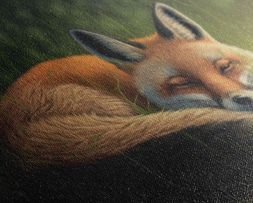 Cute Sleeping fox Framed Canvas Wall Art, Canvas Print Decor for Home & Office Decoration Canvas Ready to Hang