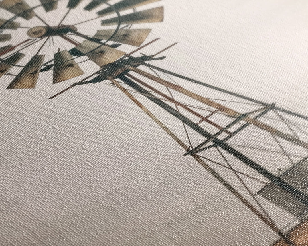 Rustic Farmhouse Home Decor, Windmill Photography Photo Print Art, Rustic Industrial Farmhouse Wall Art Picture, Country Landscape Picture