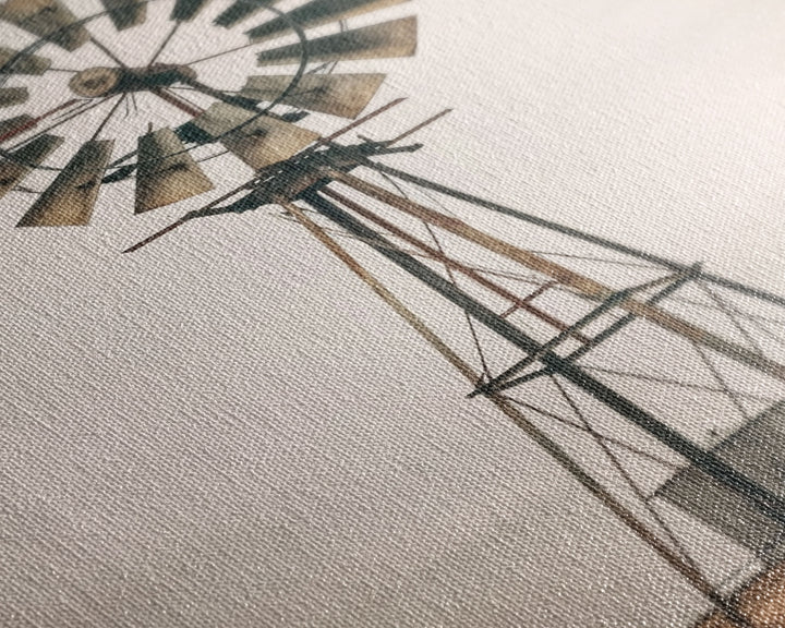 Rustic Farmhouse Home Decor, Windmill Photography Photo Print Art, Rustic Industrial Farmhouse Wall Art Picture, Country Landscape Picture