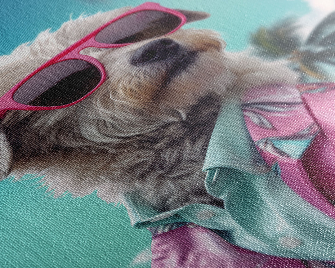 Shih Tzu Wall Print, Dog Wall Art, Dog Sunglasses, Pink Floral Suit, Funny Wall Art, Framed Wall Art, Framed Canvas, Wall Print, Wall Canvas