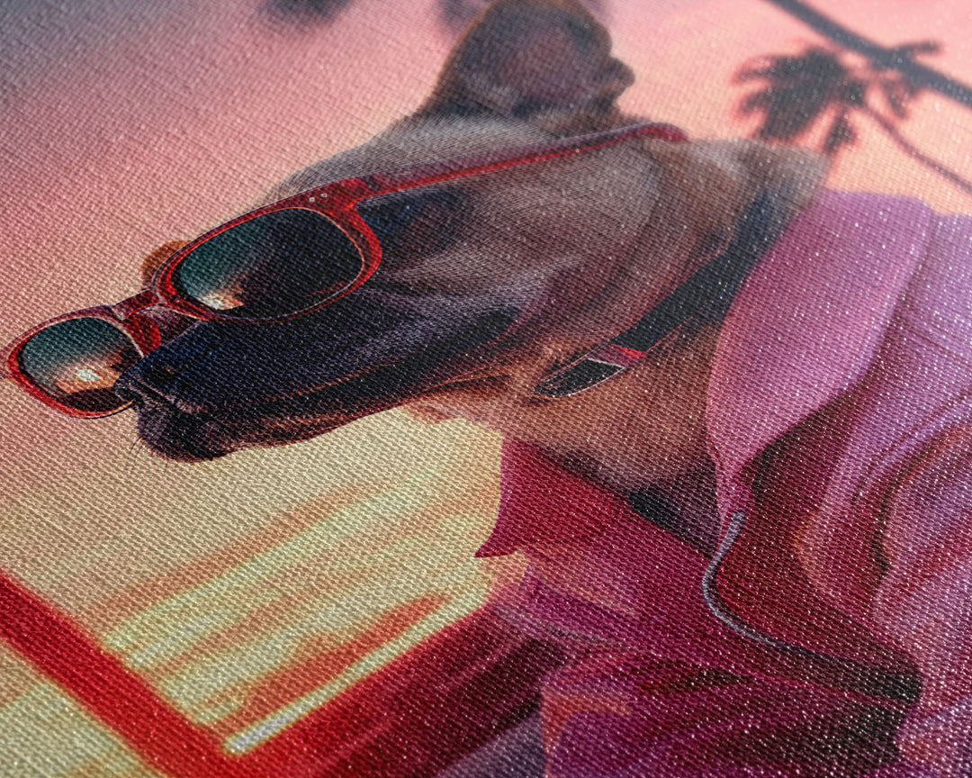 Pug Wall Print, Dog Wall Art, Dog Sunglasses, Dog In Pink Jacket, Funny Art, Framed Wall Art, Framed Canvas, Wall Print, Wall Canvas
