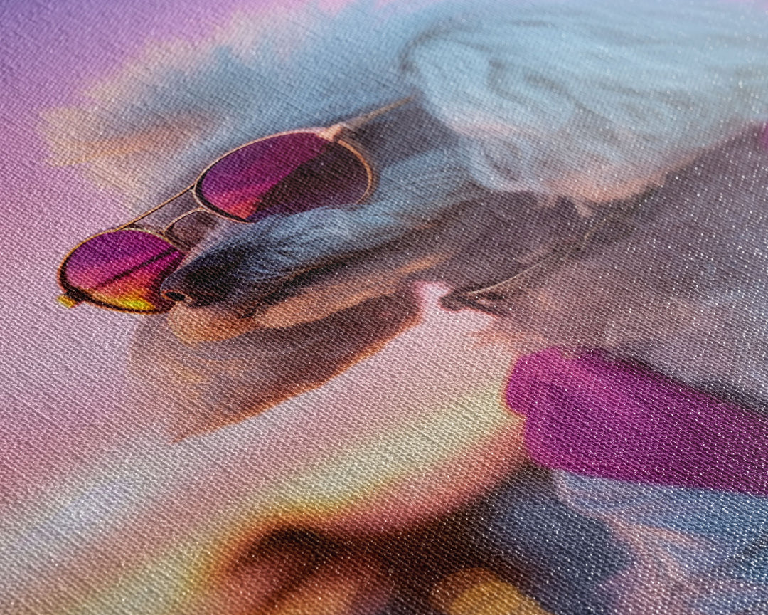 Poodle Wall Print, Dog Wall Art, Dog Sunglasses, Dog In Pink White Suit, Funny Art, Framed Wall Art, Framed Canvas, Wall Print, Wall Canvas
