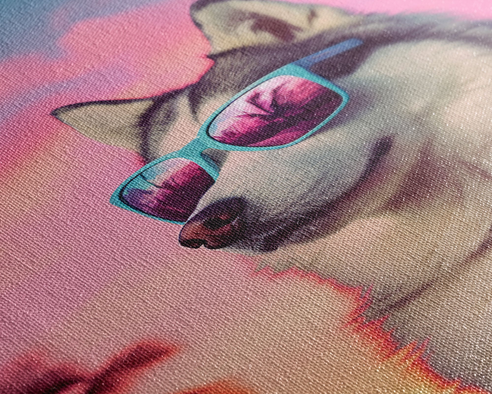 Siberian Husky In Pink Sunglasses Wall Print, Dog Art Print, Dog Portrait, Framed Wall Art, Framed Canvas, Wall Print, Wall Canvas