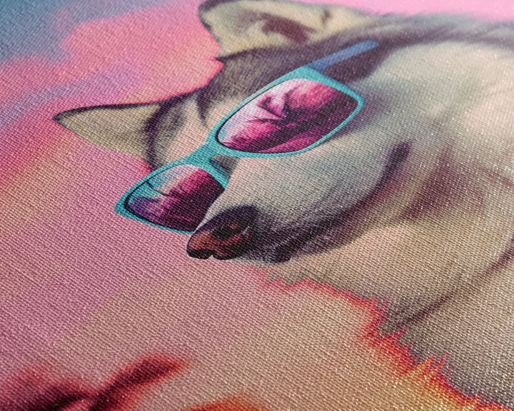 Siberian Husky In Pink Sunglasses Wall Print, Dog Art Print, Dog Portrait, Framed Wall Art, Framed Canvas, Wall Print, Wall Canvas
