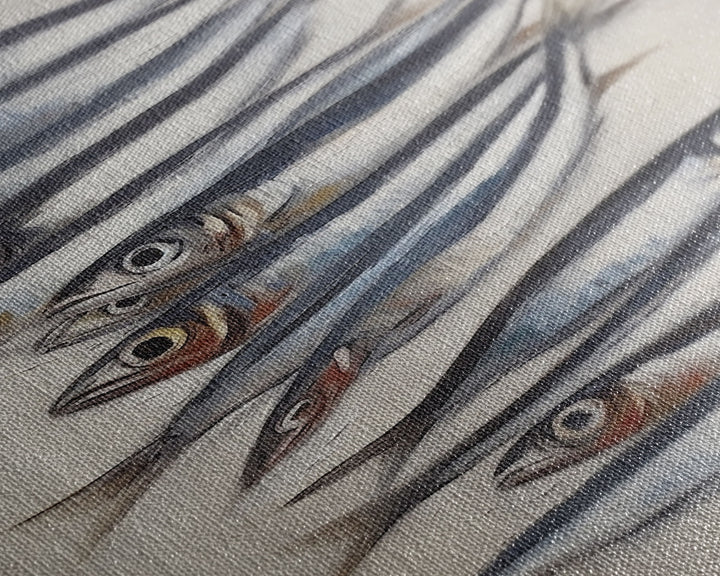 Sardines Art Print - Framed Canvas Art - Oil Painting Still Life Print - French Kitchen Art - Restaurant Art - Boho Farmhouse Decor