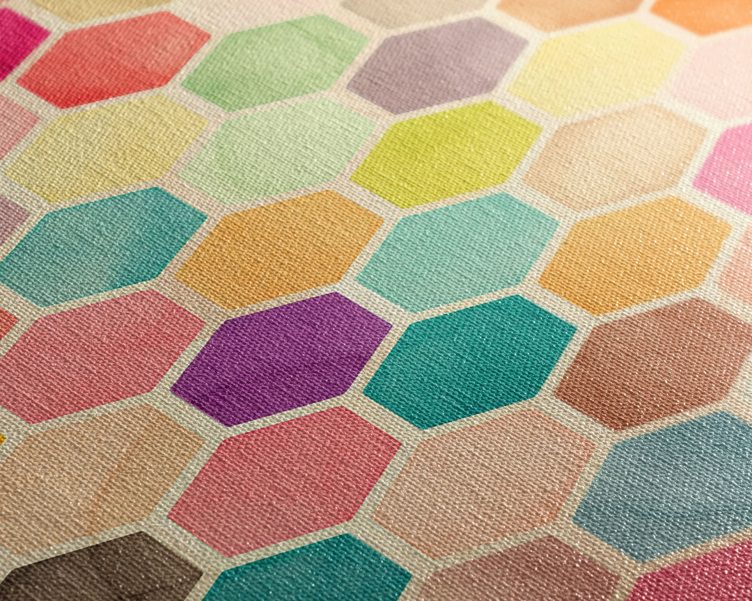 Hexagon Art, Mid Century Art Print, Framed Modern Art, Geometric Art, Mid Century Modern Wall Art, Colorful Art, MCM Style Canvas Art