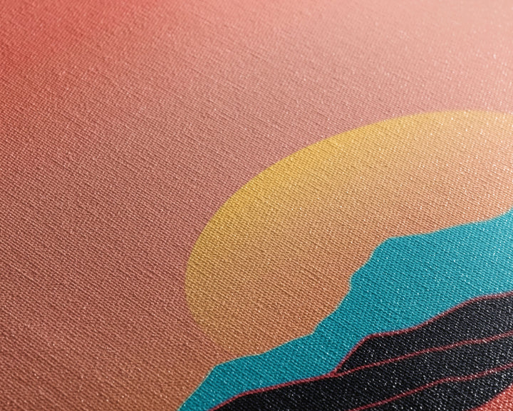 Peach Sunset, Framed Canvas Print, Minimalist Art Deco Inspired Wall Art