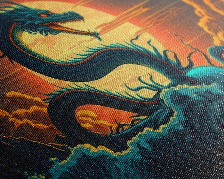 Jormungandr The Sea Serpent, Pop Art, Framed Canvas Print, Fantasy Art, Norse Mythology, Nordic / Viking Wall Art