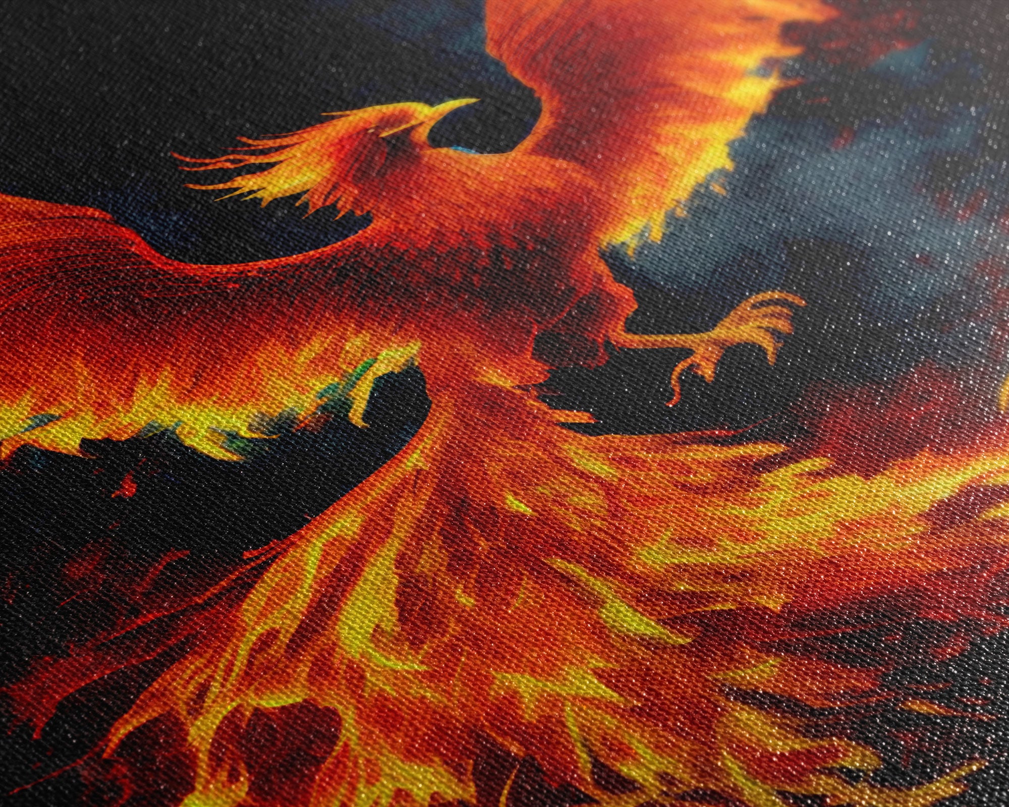 Phoenix Print on Canvas , Floating Frame, Modern Wall Art, Extra Large Canvas Wall Art, Rebirth and Renewal