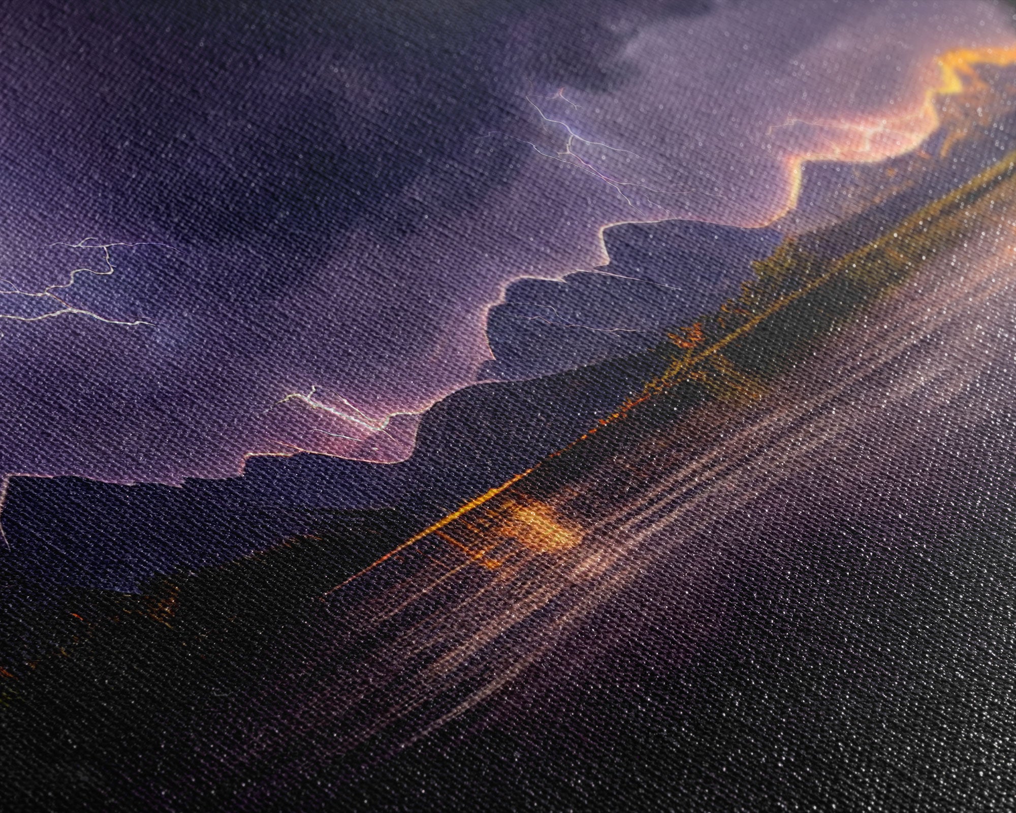 Full moon canvas print, Lightning storm over a mountain lake at night, cool wall art, awesome wall art
