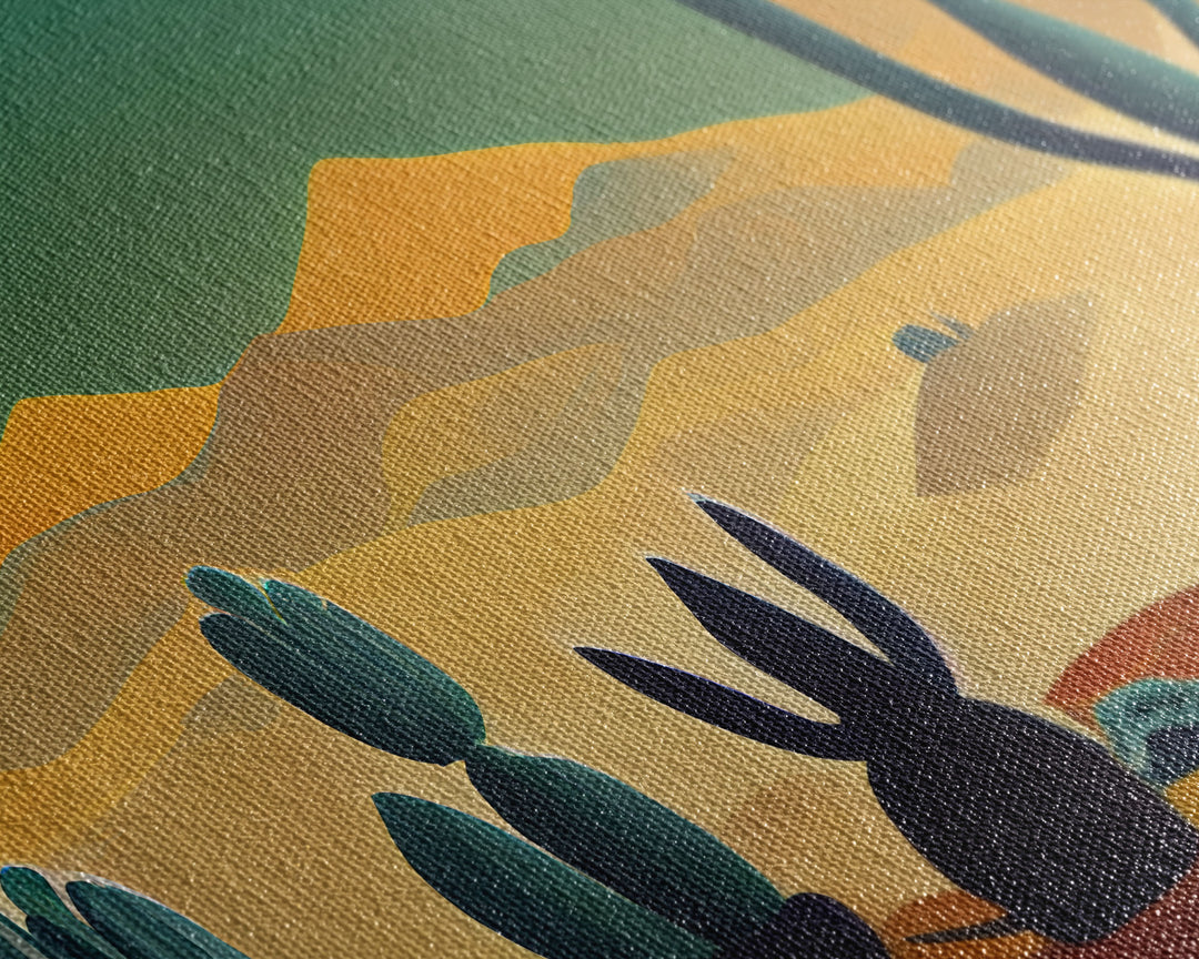 Pueblo style wall art, Arizona and Desert Cactus, canvas print