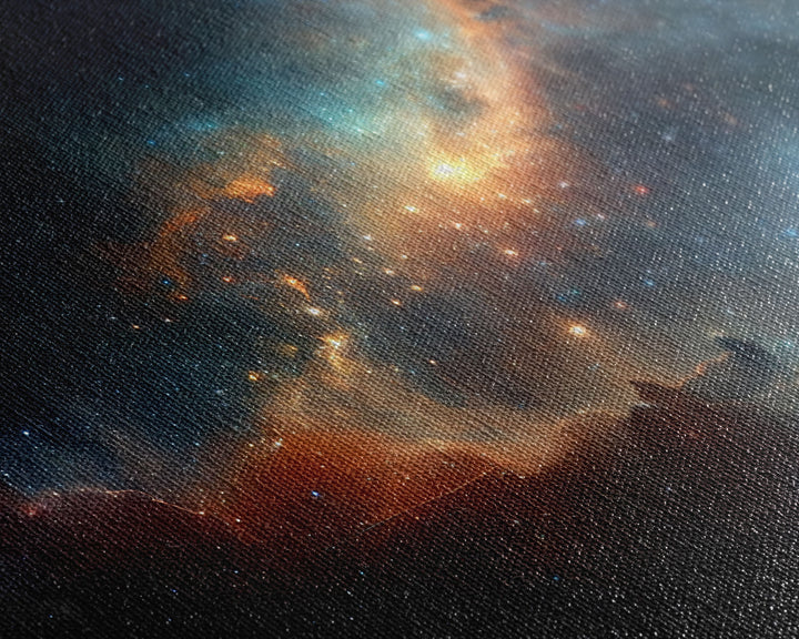 Starry Night Sky Canvas Print, Original Astral Bodies Painting Print, Panoramic / Large Format Wall Art, Framed Art