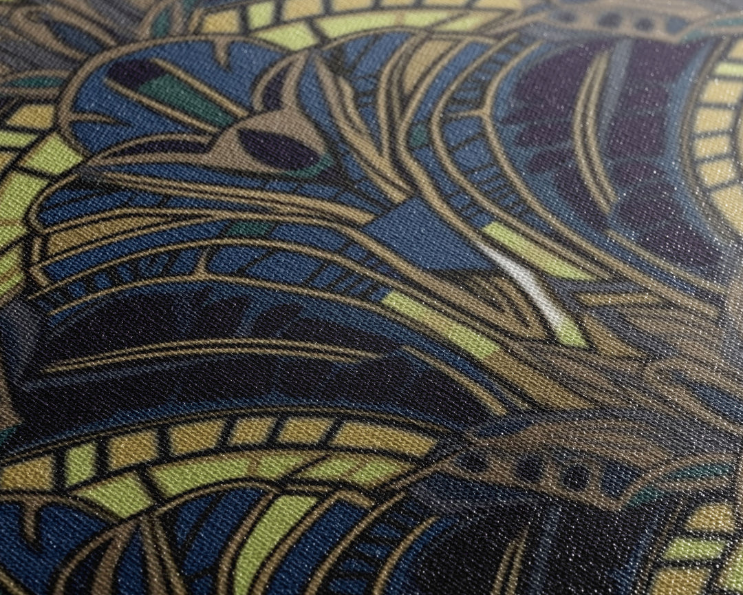 Midcentury Modern Wall art - Framed Canvas Print - Art Deco - Blue colors - Stained glass art - Patterns art - Mosaic art - Living room art