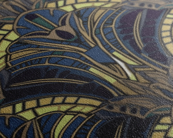 Midcentury Modern Wall art - Framed Canvas Print - Art Deco - Blue colors - Stained glass art - Patterns art - Mosaic art - Living room art