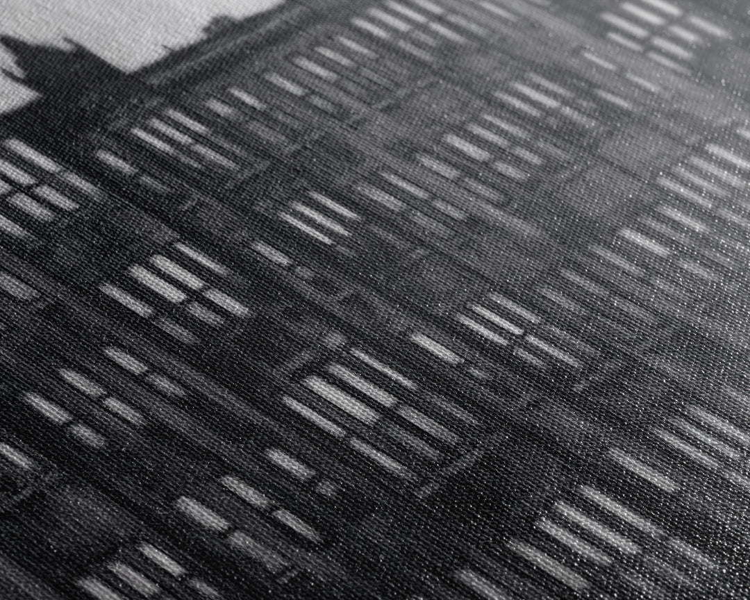 Row Of Buildings Pencil Sketch, Monochromatic Art, City Art, Large Urban Art Print, Wall Decor, Panoramic, Wall Art, Canvas Print