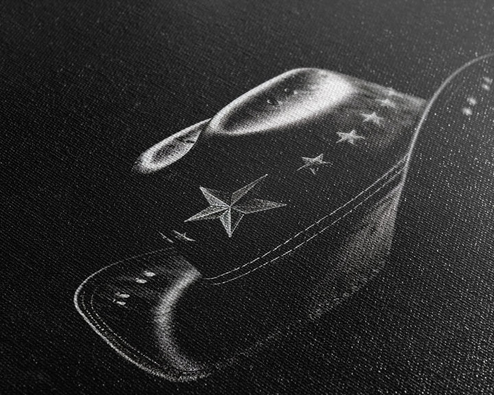 Cowboy Hat Print, Western Wall Art, Black And White, Texas Art, Minimalist Art, Wall Decor, Canvas Art, Wall Art, Framed Canvas Wall Decor