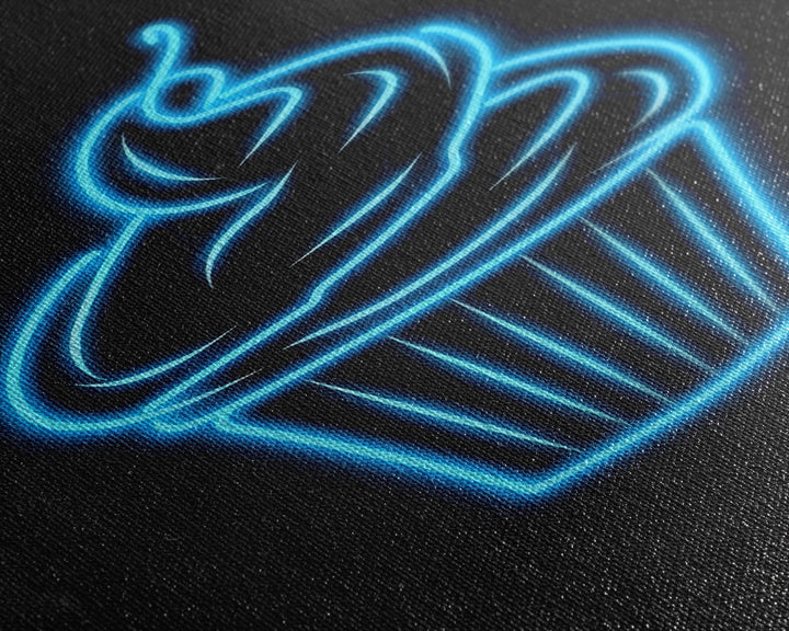 Blue Neon Lights Cupcake Wall Decor, Kitchen Wall Art, Glowing Art, Minimalist Print, Wall Decor, Canvas Print, Wall Art, Framed Canvas